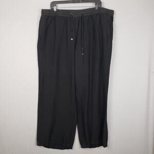 Lane Bryant‎ Size 18/20 Relaxed Fit Linen Bland Pants Solid Black Minimalist